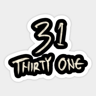 Hand Drawn Letter Number 31 Thirty One Sticker